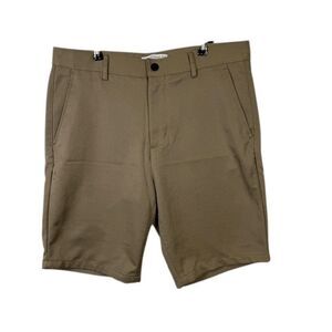 Vince Camuto Men's Flat Front Tan Trouser Shorts Pockets Stretch Comfort Size 32